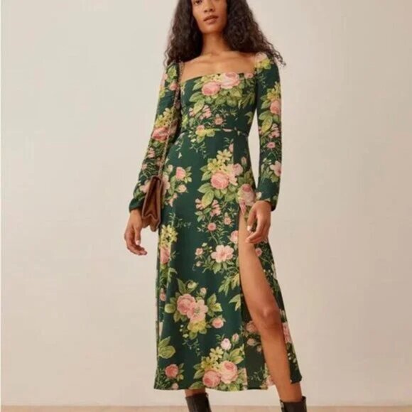 Reformation Sigmund Midi Dress in Belvedere NWOT - Picture 1 of 6